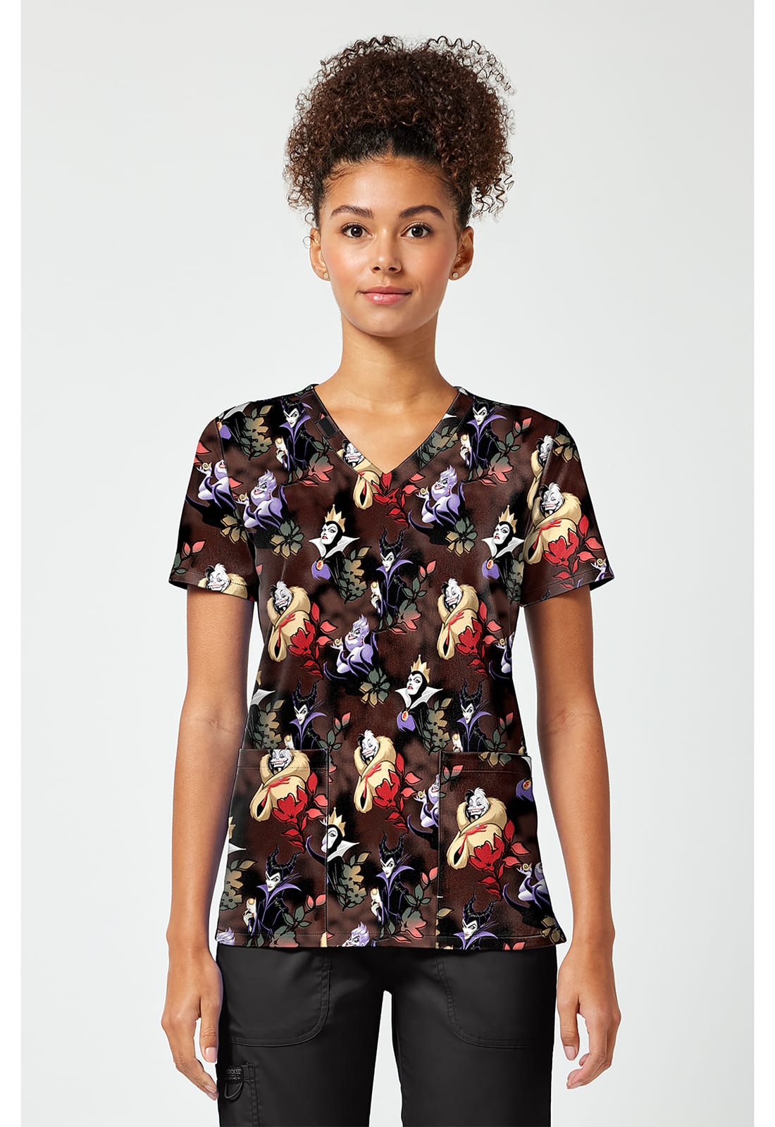 V-Neck Print Top – Dark Garden